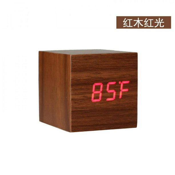 NO.#6 USBAAA Powered LED Wooden Alarm Clock WatchTable Clocks Voice Control Digital Wood Despertador Electronic Desktop Table Decor 